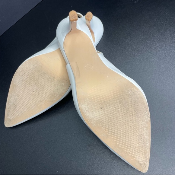 White Pointed Toe Slingback Stiletto Heels Womens Size 7 Dress Pumps - Picture 3 of 7